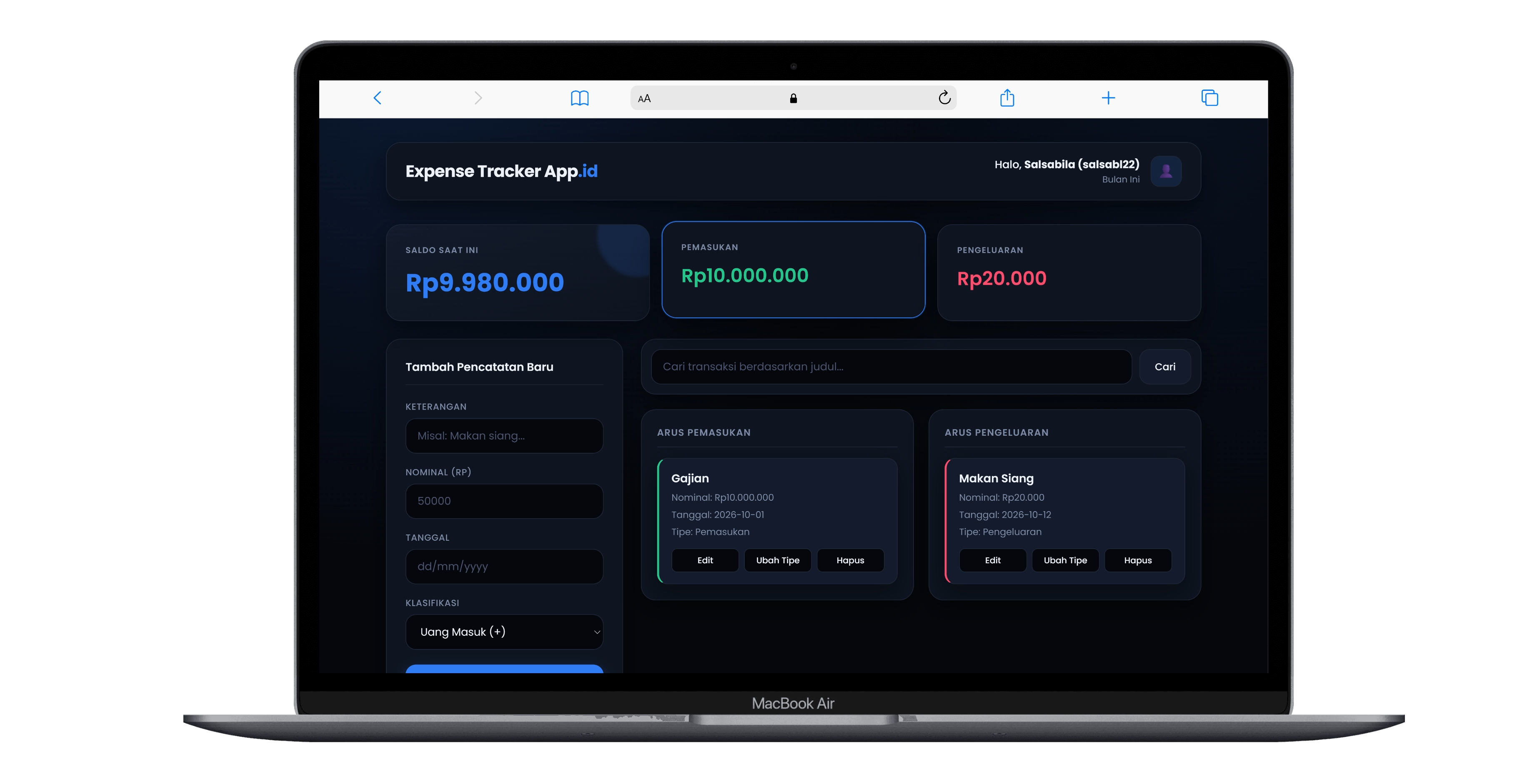 Expense Tracker App preview screenshot 1