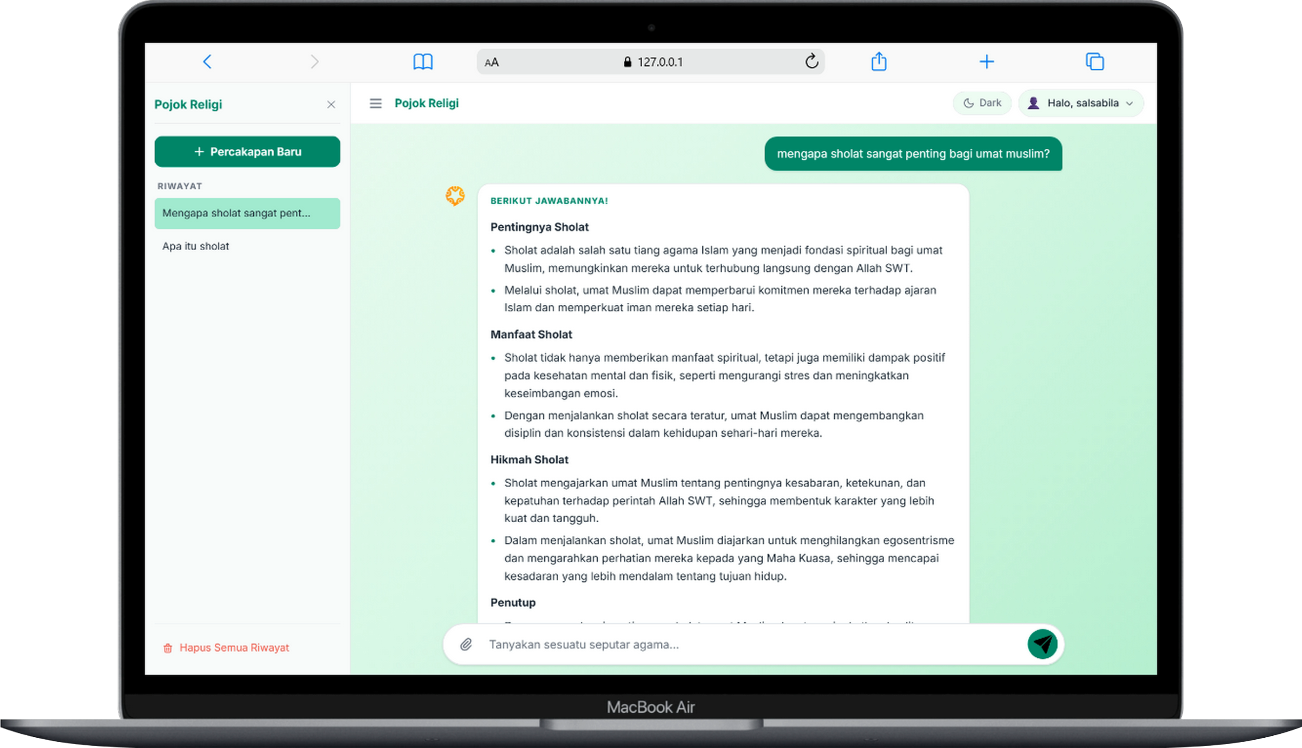 Pojok Religi | AI Chatbot preview screenshot 2